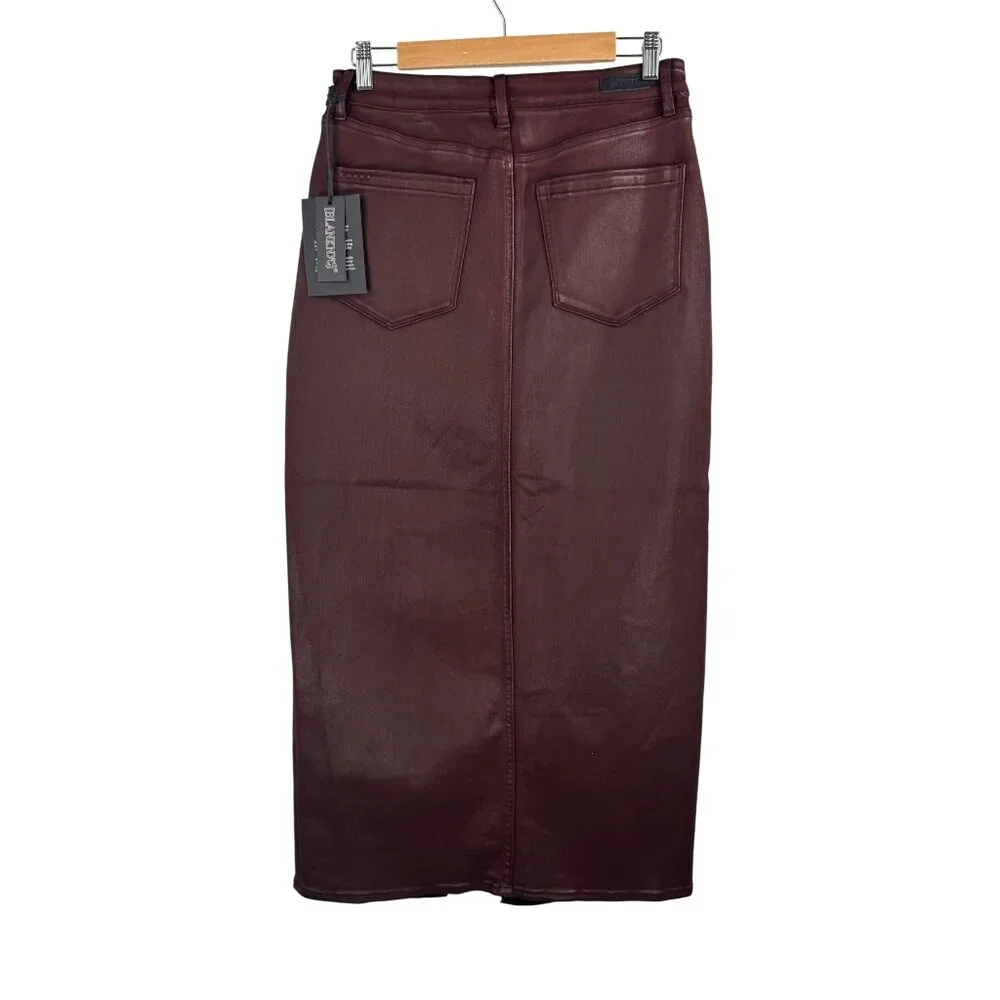 Blank NYC burgundy‎ wax coated faux leather maxi skirt goth 90s sz 29